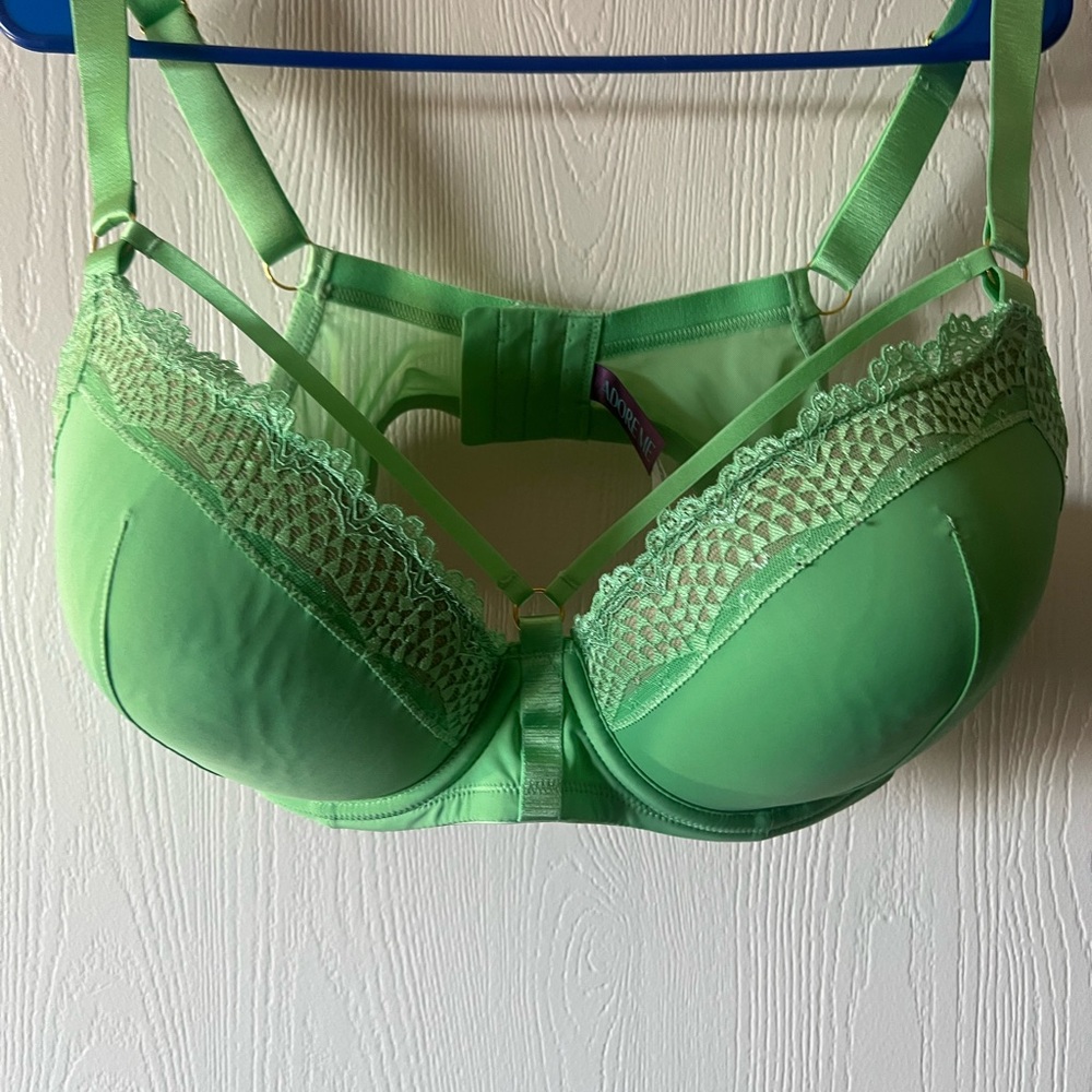 Adore Me Green Lace Underwire Bra